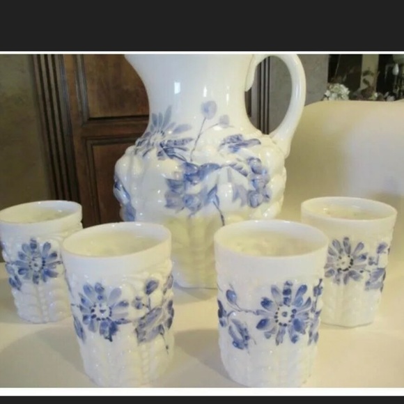 SOLD EAPG Milk Glass Pitcher 5 Tumblers #B45 - Picture 11 of 11